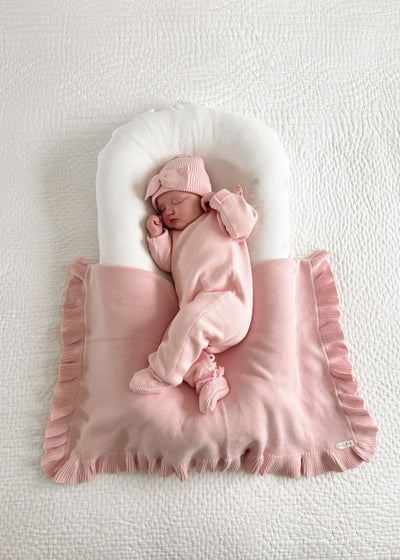 Classic Ruffle Baby Blanket - Powder Pink