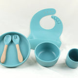 Silicone Baby Feeding Set with Bamboo Handle | BLW Tableware