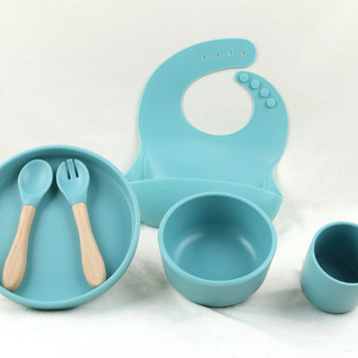 Silicone Baby Feeding Set with Bamboo Handle | BLW Tableware