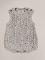 Luna + Luca Cable Knit Summer Romper - Black Speckle