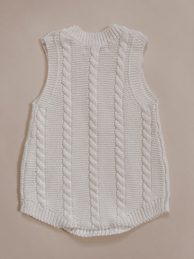 Luna + Luca Cable Knit Summer Romper - White