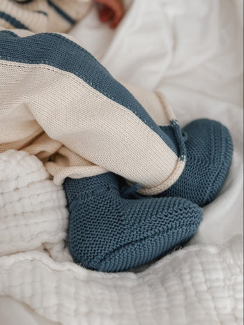 Organic Cotton Sock Booties - Denim Blue