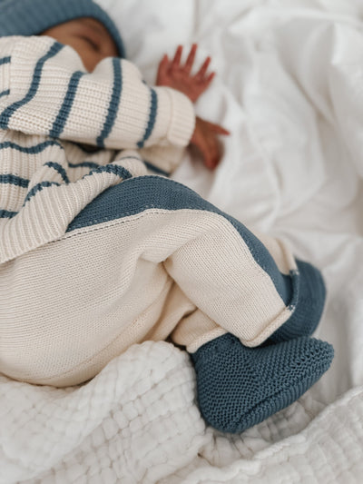 Organic Cotton Sock Booties - Denim Blue