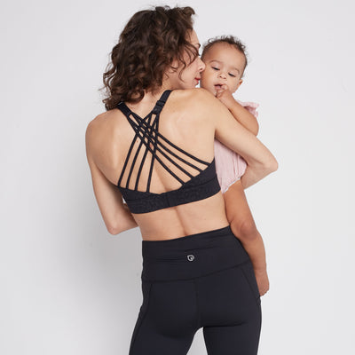 Océane 4 - Medium Support Nursing & Hands Free Pumping Sports Bra (Black Cheetah)