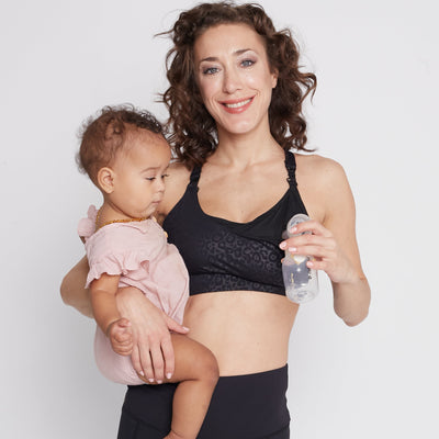 Océane 4 - Medium Support Nursing & Hands Free Pumping Sports Bra (Black Cheetah)