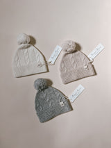 Cable Knit Pom Beanie babies - Off-White