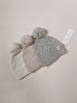 Cable Knit Pom Beanie babies - Off-White