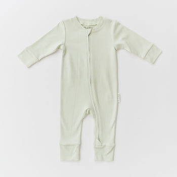 Kit & Petal Long Sleeve Romper in Leafy Green