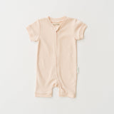 Kit & Petal Short Sleeve Romper in Rosy Peach