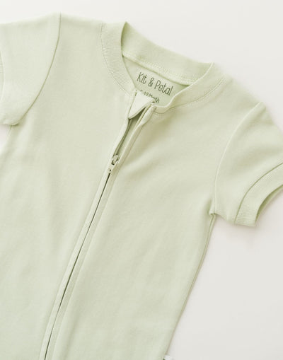 Kit & Petal Short Sleeve Romper in Leafy Green