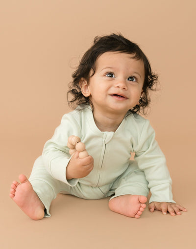 Kit & Petal Long Sleeve Romper in Leafy Green