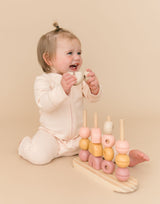 Kit & Petal Long Sleeve Romper in Rosy Peach