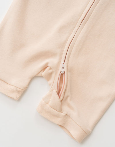 Kit & Petal Short Sleeve Romper in Rosy Peach