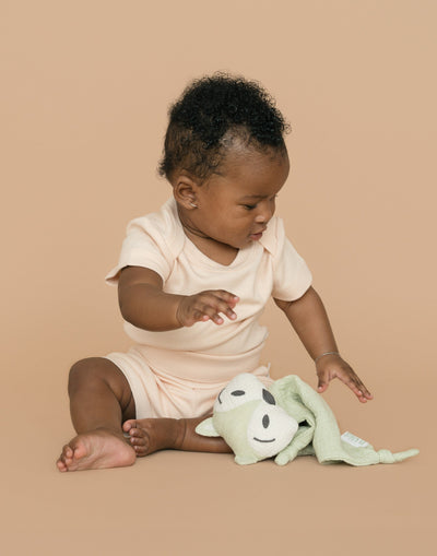 Kit & Petal Fold-Over Shorts in Rosy Peach