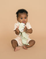 Kit & Petal Fold-Over Shorts in Rosy Peach