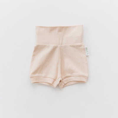 Kit & Petal Fold-Over Shorts in Rosy Peach