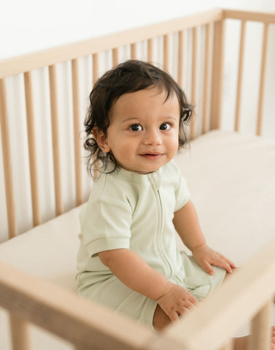 Kit & Petal Short Sleeve Romper in Leafy Green