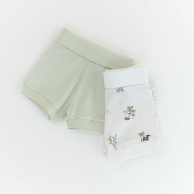 Kit & Petal Fold-Over Shorts in Leafy Green