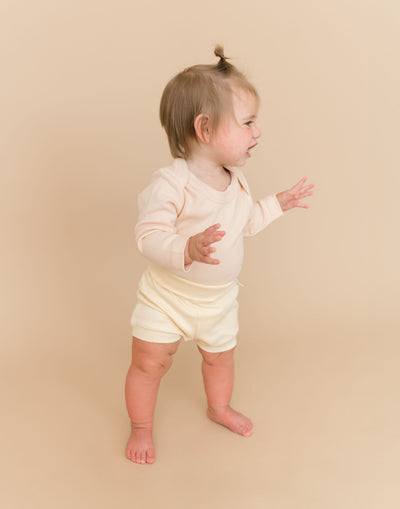 Kit & Petal Fold-Over Shorts in Sunny Yellow