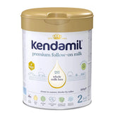 Kendamil premium follow-on milk container on a white background
