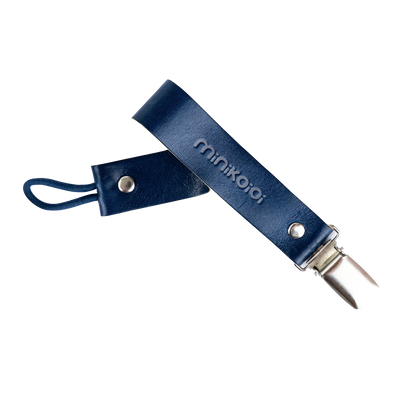Genuine Leather Pacifier & Teether Holder with Non-Toxic Clip