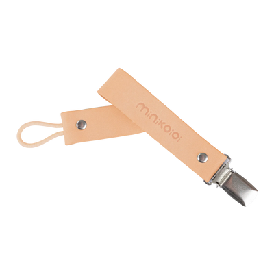 Genuine Leather Pacifier & Teether Holder with Non-Toxic Clip