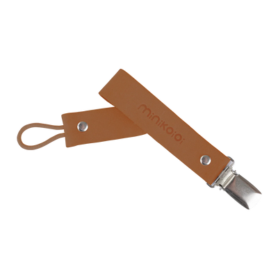 Genuine Leather Pacifier & Teether Holder with Non-Toxic Clip