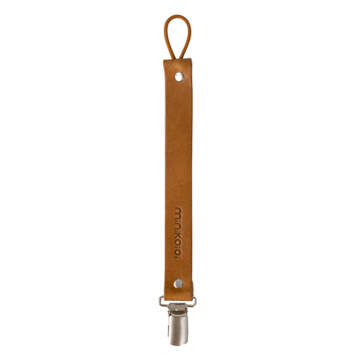 Genuine Leather Pacifier & Teether Holder with Non-Toxic Clip