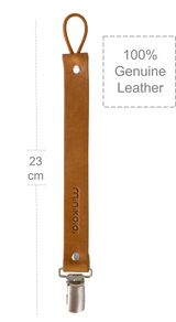 Genuine Leather Pacifier & Teether Holder with Non-Toxic Clip