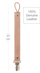 Genuine Leather Pacifier & Teether Holder with Non-Toxic Clip