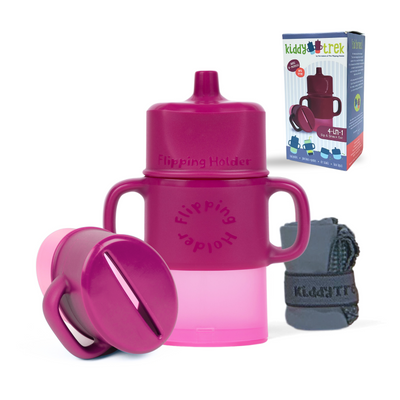 KiddyTrek 4-in-1 Sip & Snack Set – Food Pouch, Juice Box, Sippy & Snack Cup Holder