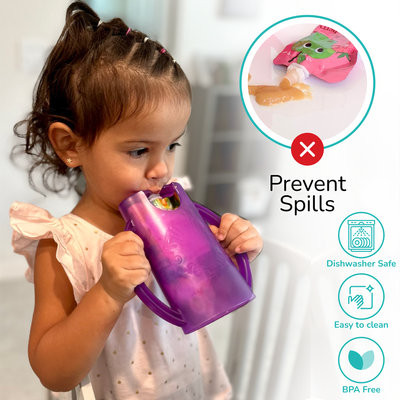 Flipping Holder DELUXE with Lid (Blue) – Food Pouch & Juice Box Holder