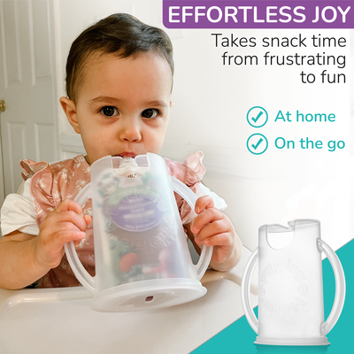 Flipping Holder DELUXE with Lid (Blue) – Food Pouch & Juice Box Holder
