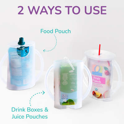 Flipping Holder DELUXE with Lid (Blue) – Food Pouch & Juice Box Holder