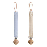 Linen Pacifier Clip Set