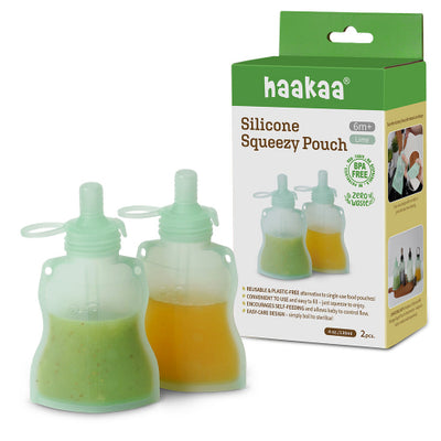Haakaa Silicone Yummy Pouch – Reusable Baby Food Squeeze Pouch 4.5oz / 130ml