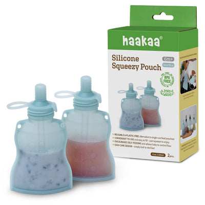 Haakaa Silicone Yummy Pouch – Reusable Baby Food Squeeze Pouch 4.5oz / 130ml