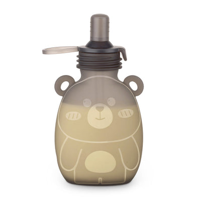 Haakaa Happii Bear Silicone Goody Pouch – Reusable Baby Food Pouch with Straw (170ml / 500ml)