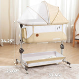 Momfann 4-in-1 Bedside Bassinet – Bedside Sleeper with Mesh Sides, Wheels & Storage