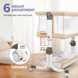 Momfann 4-in-1 Bedside Bassinet – Bedside Sleeper with Mesh Sides, Wheels & Storage