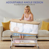 Momfann 4-in-1 Bedside Bassinet – Bedside Sleeper with Mesh Sides, Wheels & Storage