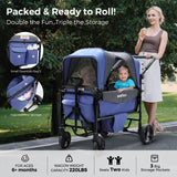Momfann 4-in-1 Double Stroller Wagon – Stroller, Lay-Flat, Wagon & Bench Modes