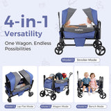 Momfann 4-in-1 Double Stroller Wagon – Stroller, Lay-Flat, Wagon & Bench Modes