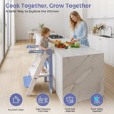 Momfann Foldable Toddler Tower with Chalkboard – Wooden Kitchen Step Stool