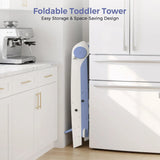 Momfann Foldable Toddler Tower with Chalkboard – Wooden Kitchen Step Stool