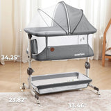 Momfann 4-in-1 Bedside Bassinet – Bedside Sleeper with Mesh Sides, Wheels & Storage
