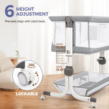 Momfann 4-in-1 Bedside Bassinet – Bedside Sleeper with Mesh Sides, Wheels & Storage
