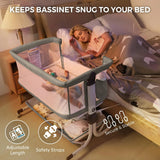 Momfann 4-in-1 Bedside Bassinet – Bedside Sleeper with Mesh Sides, Wheels & Storage