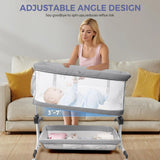 Momfann 4-in-1 Bedside Bassinet – Bedside Sleeper with Mesh Sides, Wheels & Storage