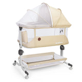 Momfann 4-in-1 Bedside Bassinet – Bedside Sleeper with Mesh Sides, Wheels & Storage